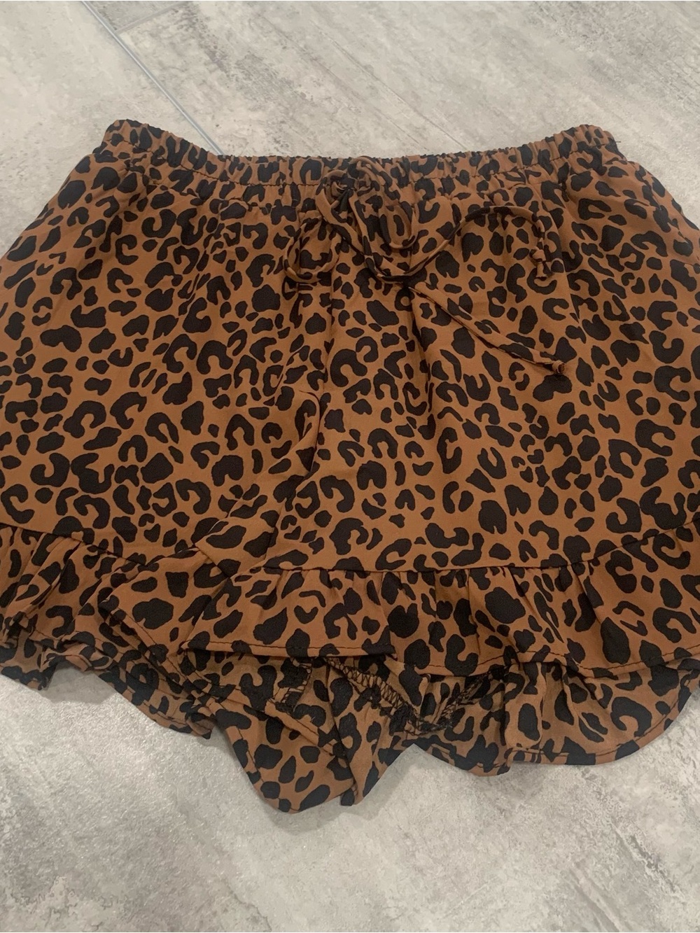 Sienna Sky Brown & Black Leopard Print Skort with Ruffle Hem